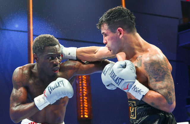 Richardson Hitchins overcame Gustavo Lemos on points in their IBF super lightweight title final eliminator in Las Vegas on Saturday Photo Credit: Ed Mulholland/Matchroom