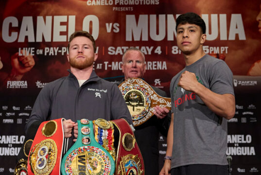Canelo Alvarez defends his undisputed super middleweight crown against Jaime Munguia in Las Vegas on Saturday Photo Credit: Esther Lin/Premier Boxing Champions