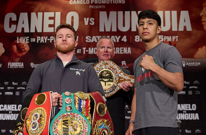 Canelo Alvarez defends his undisputed super middleweight crown against Jaime Munguia in Las Vegas on Saturday Photo Credit: Esther Lin/Premier Boxing Champions