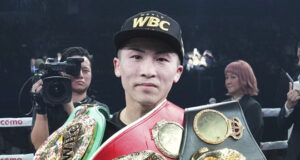 Naoya Inoue climbed off the canvas to knock out Luis Nery and retain his undisputed super bantamweight crown in Tokyo on Monday Photo Credit: Naoki Fukuda
