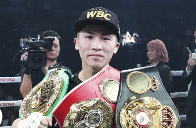 Naoya Inoue climbed off the canvas to knock out Luis Nery and retain his undisputed super bantamweight crown in Tokyo on Monday Photo Credit: Naoki Fukuda