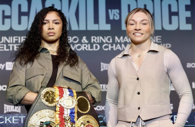 Lauren Price challenges WBA and IBO super lightweight champion Jessica McCaskill on Saturday in Cardiff live on Sky Sports Photo: Lawrence Lustig/BOXXER