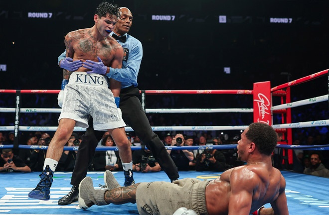 Garcia dropped Haney three times on route to victory in Brooklyn Photo Credit: Golden Boy / Cris Esqueda