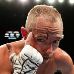 Edwards sustained a gruesome cut against Curiel (Photo Credit: Amanda Westcott, Matchroom)