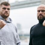 Fisher and Babic meet at the Copper Box Arena Photo Credit: Mark Robinson/Matchroom Boxing