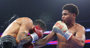 Shakur Stevenson defended his WBC lightweight world title with a comfortable win over Artem Harutyunyan in Newark on Saturday Photo Credit: Mikey Williams/Top Rank