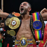 Simpson celebrates after his victory over Chelli Photo Credit: Lawrence Lustig/BOXXER