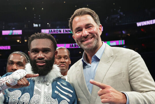 Eddie Hearn has called out the welterweight world champions for not unifying with Jaron Ennis Photo Credit: Melina Pizano/Matchroom