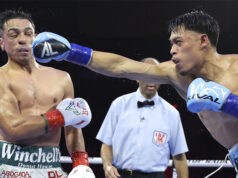 Leo became world champion in devastating fashion over Lopez (Photo Credit: Mikey Williams, Top Rank)