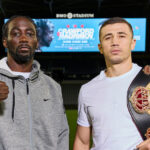 Terence Crawford looks to become a four-weight world champion when he challenges WBA super welterweight champion, Israil Madrimov in Los Angeles on Saturday Photo Credit: Mark Robinson/Matchroom Boxing