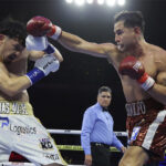 Delgado was made to work against Flores (Photo Credit: Mikey Williams Top Rank)