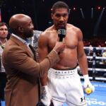 Joshua sporting Under Armour shorts during his victory over Francis Ngannou Photo Credit: Mark Robinson Matchroom Boxing