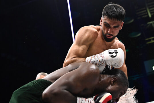 Adam Azim stops Ohara Davies in the 8th round. Photo Credit: Boxxer.