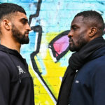 Azim and Davies face-to-face ahead of Saturday’s showdown Photo Credit: BOXXER