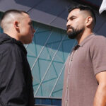 Ball and Rios face-to-face ahead of Saturday’s showdown Photo Credit: Stephen Dunkley/Queensberry Promotions