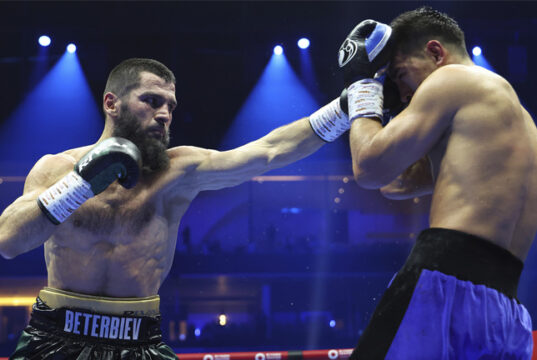 Artur Beterbiev edged past Dmitry Bivol to become the undisputed light heavyweight champion in Riyadh on Saturday Photo Credit: Mikey Williams/Top Rank
