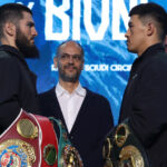Beterbiev and Bivol face-to-face ahead of their much-anticipated showdown on October 12 in Riyadh Photo Credit: Mark Robinson Matchroom Boxing