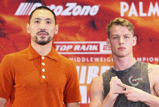 Janibek Alimkhanuly defends his IBF middleweight world title against Andrei Mikhailovich in Sydney on Saturday, live on Sky Sports Photo Credit: Mikey Williams/Top Rank