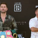 Hearn and De La Hoya don’t appear to be the best of friends Photo Credit: Matthew Pover Matchroom Boxing