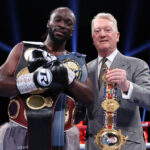 Bentley alongside promoter Frank Warren after regaining the British middleweight title and securing the European strap Photo Credit: Leigh Dawney/Queensberry Promotions