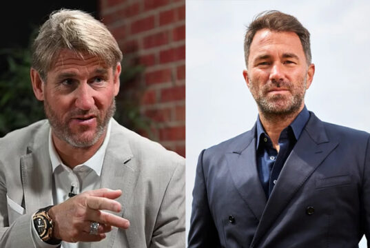 Hearn and Jordan clashed once again (Photo Credit Kevin Quigley Daily Mail, David Levene, The Guardian)