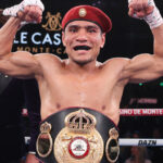 Akhmadaliev took the WBA interim super bantamweight title with victory over Espinoza Photo Credit: Mark Robinson Matchroom Boxing