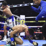 Emanuel Navarrete knocked out Oscar Valdez in the sixth round of their rematch in Phoenix Photo Credit: Mikey Williams/Top Rank
