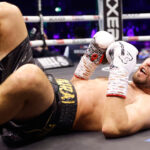 Azim dropped Lipinets in the third round Photo Credit: Lawrence Lustig/BOXXER