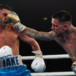George Kambosos Jr overcame late replacement Jake Wyllie on points in Sydney Photo Credit: Matchroom Boxing