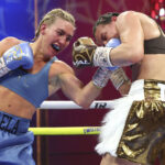 Mikaela Mayer retained her WBO welterweight world title with a second straight win over Sandy Ryan in Las Vegas Photo Credit: Mikey Williams/Top Rank