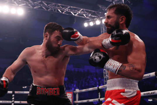Pat Brown on his pro debut fight(Photo Credit: Mark Robinson, Matchroom Boxing)