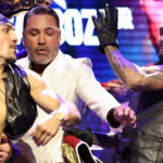 Lopez slapped Barboza at the face off Photo Credit: Golden Boy/ Cris Esqueda
