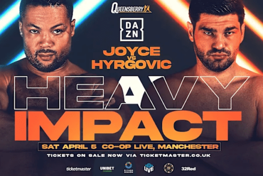Joyce and Hrgovic lock horns this weekend (Poster: Queensberry)