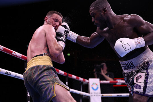 Former undisputed champion Josh Taylor suffers upset loss to Ekow Essuman in his welterweight debut at the SSE Hydro in Glasgow. Photo Credit: Queensberry/Leigh Dawney