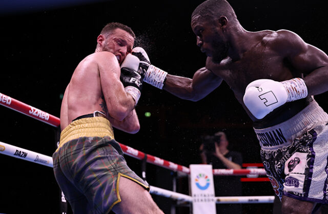 Former undisputed champion Josh Taylor suffers upset loss to Ekow Essuman in his welterweight debut at the SSE Hydro in Glasgow. Photo Credit: Queensberry/Leigh Dawney Former undisputed champion Josh Taylor suffers upset loss to Ekow Essuman in his welterweight debut at the SSE Hydro in Glasgow. Photo Credit: Queensberry/Leigh Dawney