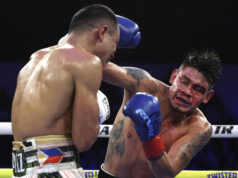 Emanuel Navarrete retained his WBO super featherweight world title with a technical decision win over Charly Suarez in San Diego Photo Credit: Mikey Williams/Top Rank