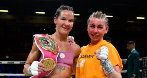 Terri Harper defended her WBO lightweight title with a points win over Natalie Zimmermann in Doncaster Photo Credit: GBM Sports