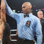 Resendiz celebrates after his upset win over Plant Photo Credit: Rhonda Costa/Premier Boxing Champions