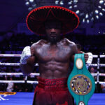 Khalil Coe celebrates his sixth round stoppage of Manuel Gallegos Melina Pizano/Matchroom