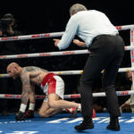 Sulecki is put down by Mbilli in the first Credit: Vincent Ethier/Eye Of The Tiger