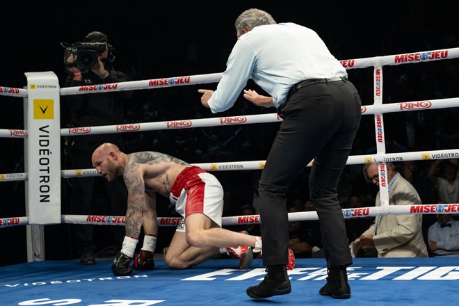 Sulecki is put down by Mbilli in the first Credit: Vincent Ethier/Eye Of The Tiger