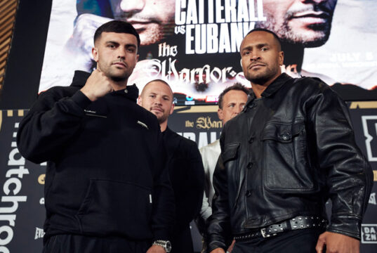 Jack Catterall next to Harlem Eubank ahead of fight week Credit: Mark Robinson/Matchroom Boxing