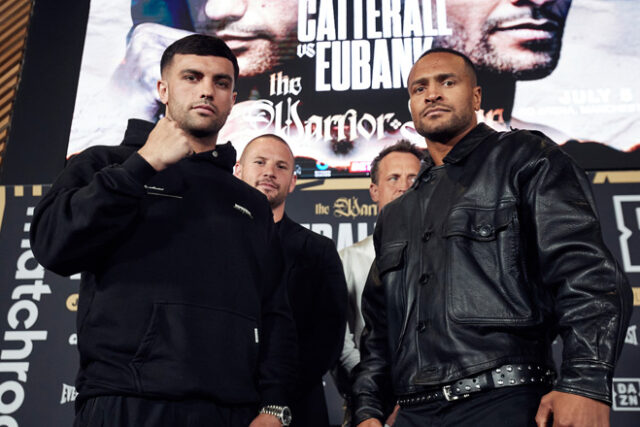 Jack Catterall next to Harlem Eubank ahead of fight week Credit: Mark Robinson/Matchroom Boxing