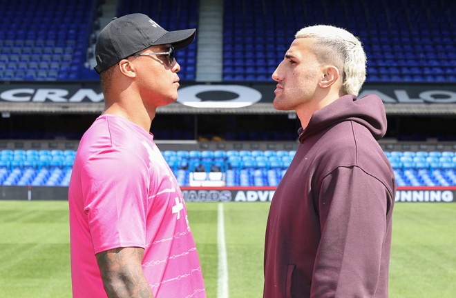 Wardley and Huni face to face before Saturday showdown photo: Leigh Dawney/Queensberry