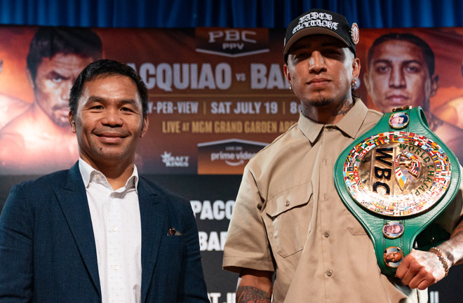 Pacquiao challenges Barrios for the WBC welterweight title on July 19 Photo Credit: Ryan Hafey/Premier Boxing Champions