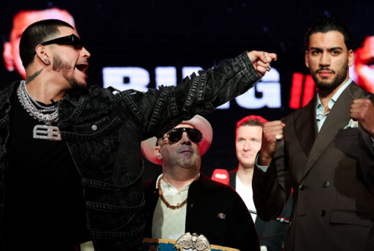 Edgar Berlanga and Hamzah Sheeraz face off ahead of tomorrow night credit: Golden Boy Promotions