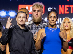 Amanda Serrano and Katie Taylor ahead of their trilogy matchup Photo Credit: Esther Lin / Most Valuable Promotions