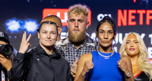 Amanda Serrano and Katie Taylor ahead of their trilogy matchup Photo Credit: Esther Lin / Most Valuable Promotions