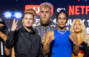 Amanda Serrano and Katie Taylor ahead of their trilogy matchup Photo Credit: Esther Lin / Most Valuable Promotions