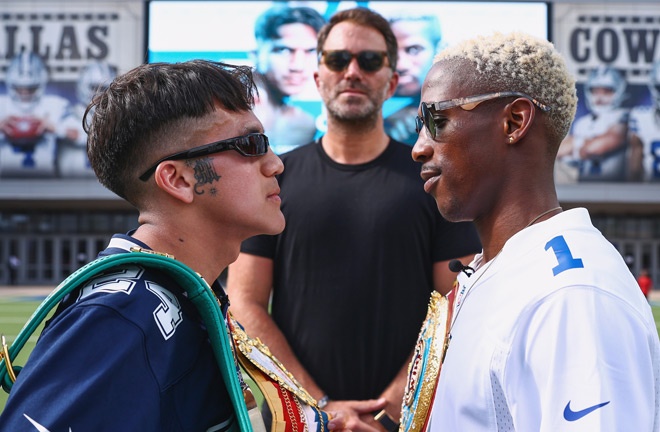 Rodriguez and Cafu face-to-face ahead of their unification Photo Credit: Melina Pizano/ Matchroom